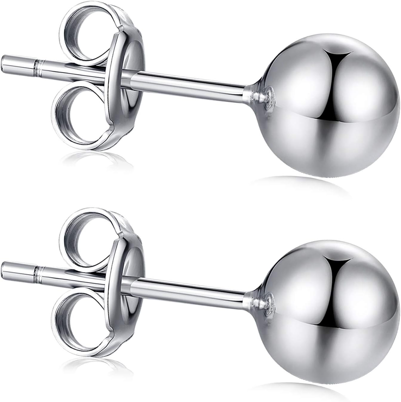 Jiamiaoi Ball Stud Earrings Set Sizes 4mm-10mm,High Polish Finish Ball Studs Hypoallergenic 925 Sterling Silver Stud Earrings for Women Men