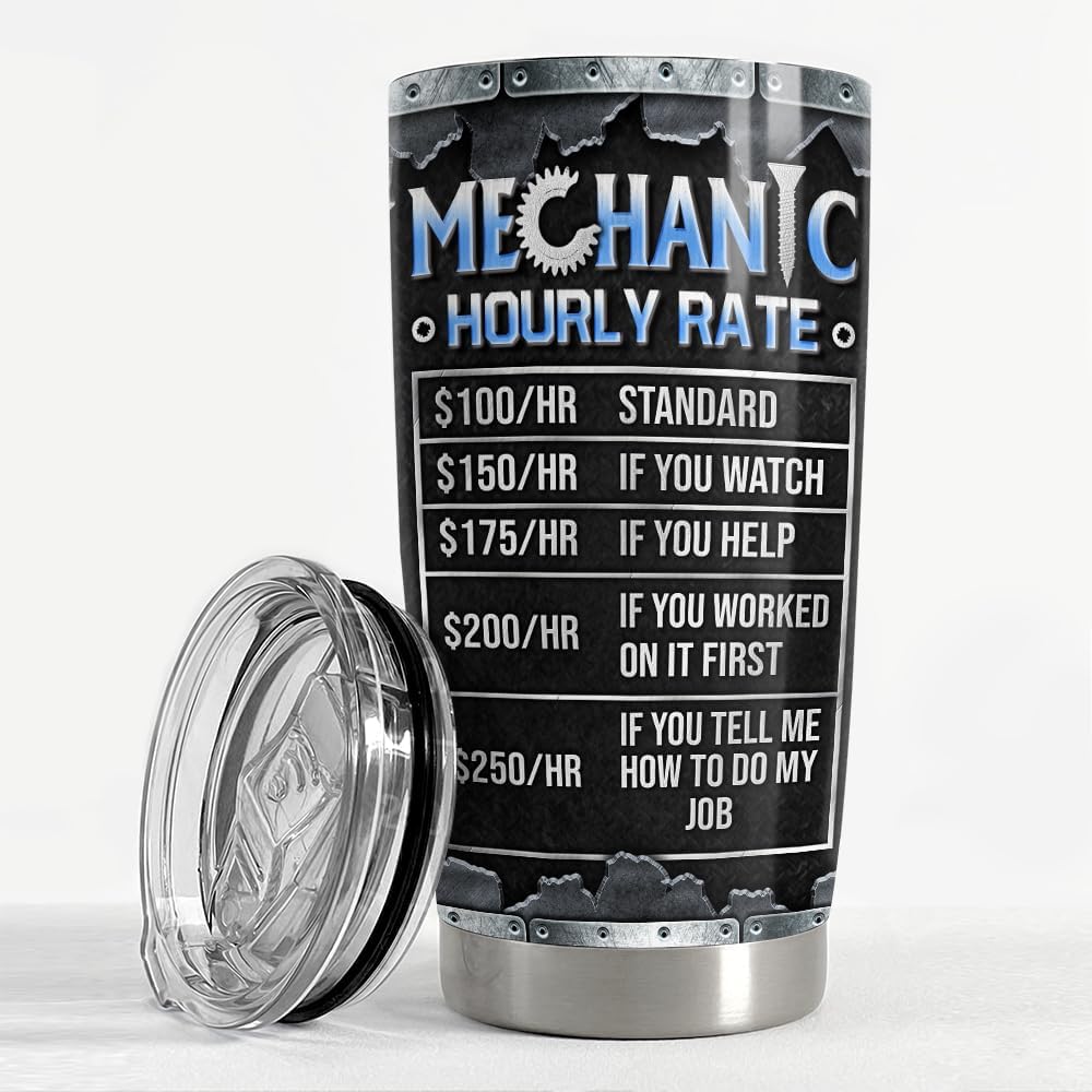 SANDJEST Mechanic Gifts, 20oz Stainless Steel Insulated Tumbler - Coffee Travel Mug Gifts for Mechanics, Birthday, Christmas - Image 3