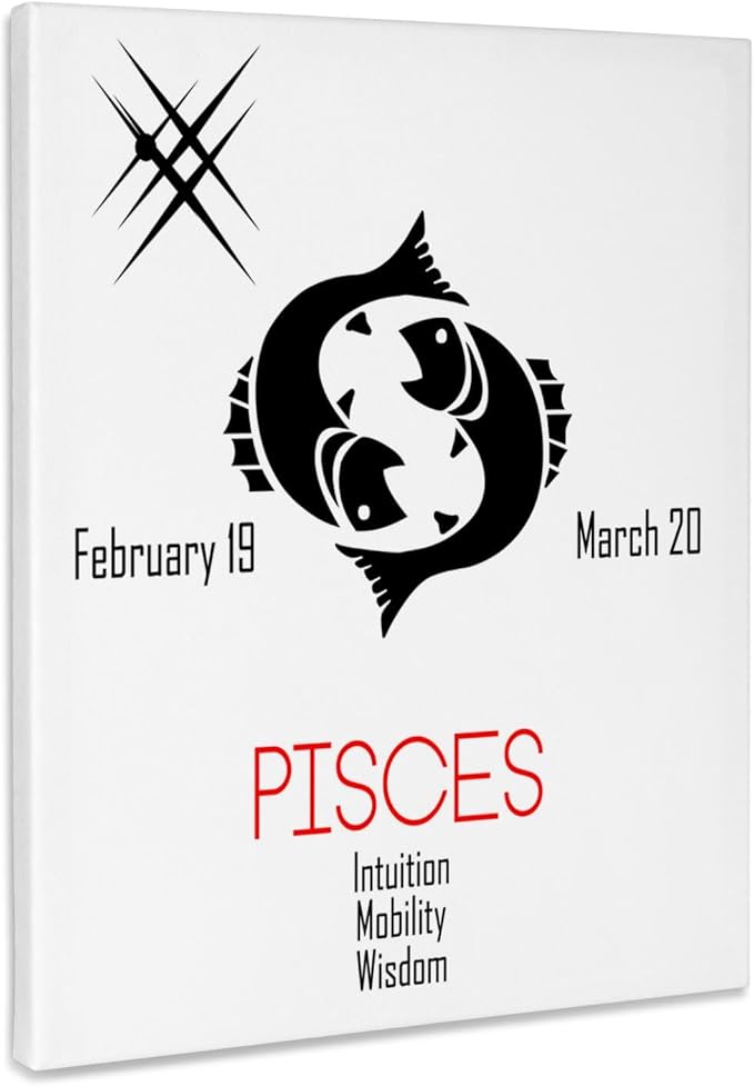 3dRose, Zodiac symbol Pisces on white background, Museum Grade Canvas Wrap 11x14