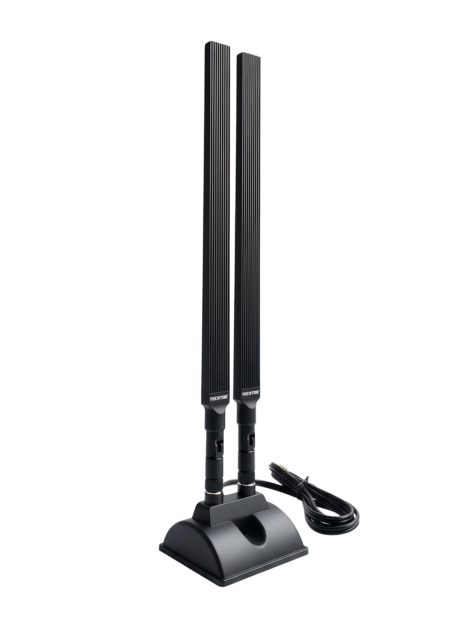 TECHTOO Antena WiFi de 12 dBi de doble banda 2.4 GHz 5 GHz RP-SMA Antenas WiFi con base magnética y cable de extensión de 4 pies para PC de escritorio, PCI, Bluetooth, tarjeta de red inalámbrica