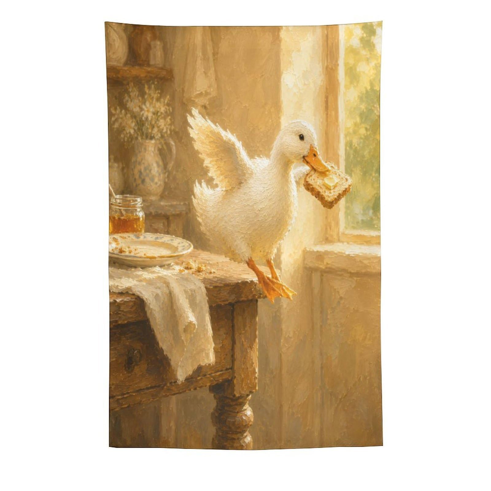 H3B8U2Y5 Toast Duck Cottage Kitchen Wall Tapestry, Naive Art, Apartment