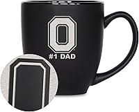Vista 39 de Rico Industries NCAA #1 Dad - Taza bistró de cerámica negra mate grabada con láser, de 15 onzas, para bebidas calientes o frías