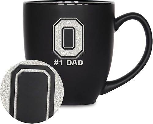 Miniatura 131 de Rico Industries NCAA #1 Dad - Taza bistró de cerámica negra mate grabada con láser, de 15 onzas, para bebidas calientes o frías Troyanos del Sur