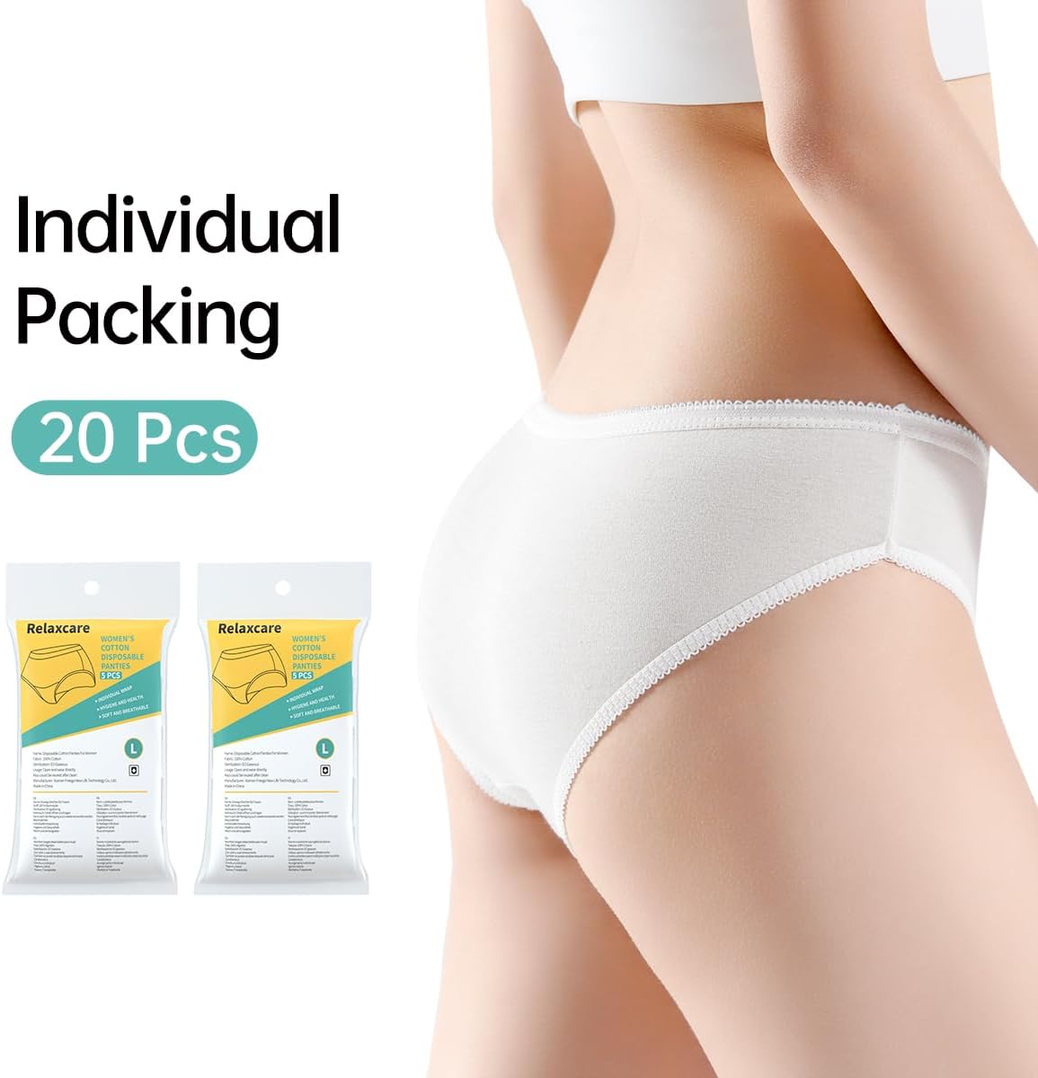 Disposable Underwear for Women, 10 Pack Cotton Ladies Briefs Panties Travel/Emergency, White - Image 2