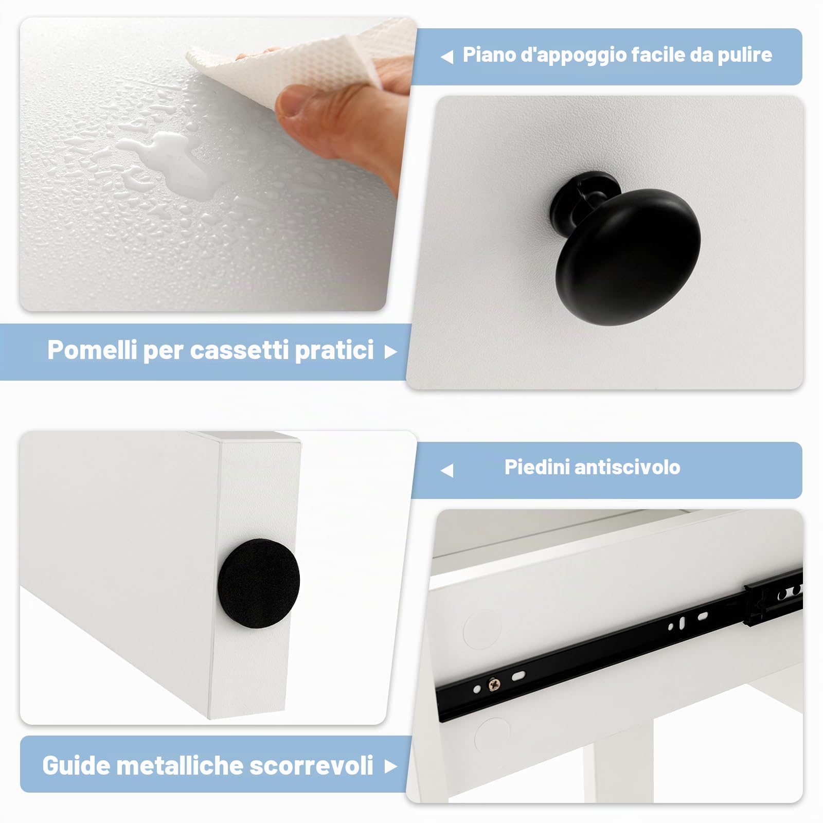 LIFEZEAL Scrivania per computer con deposito, tavolo da studio con cassetti e 5 scomparti, postazione di lavoro per ufficio, casa, 120 x 60 x 110 cm, bianco