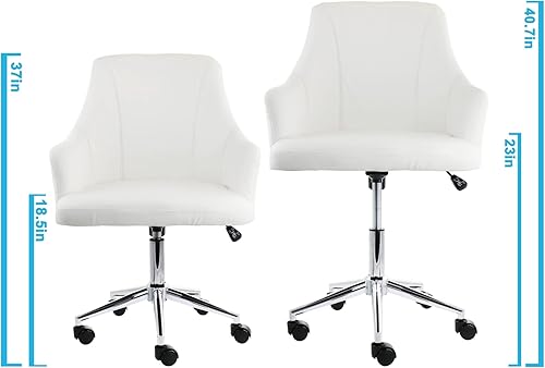 Vista 3 de Elama Silla de oficina ajustable de piel sintética en color blanco con acabado cromado