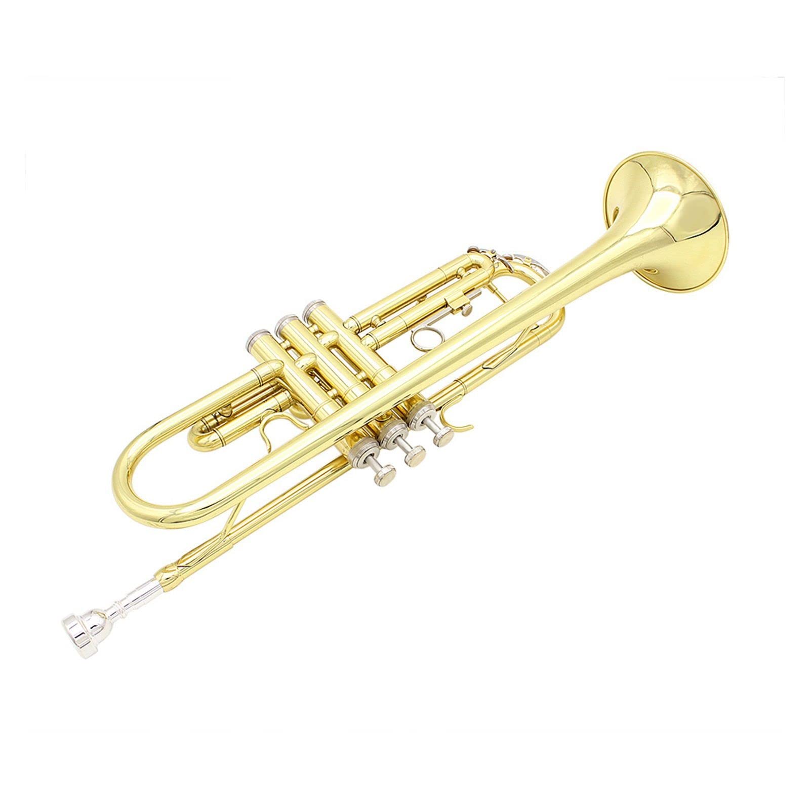 VSOLS Professionelle Trompete BB B Flat Messing Instrument Trompete mit Hülle Gurt Mundstück Musikinstrumentenzubehör (Color : Silver)