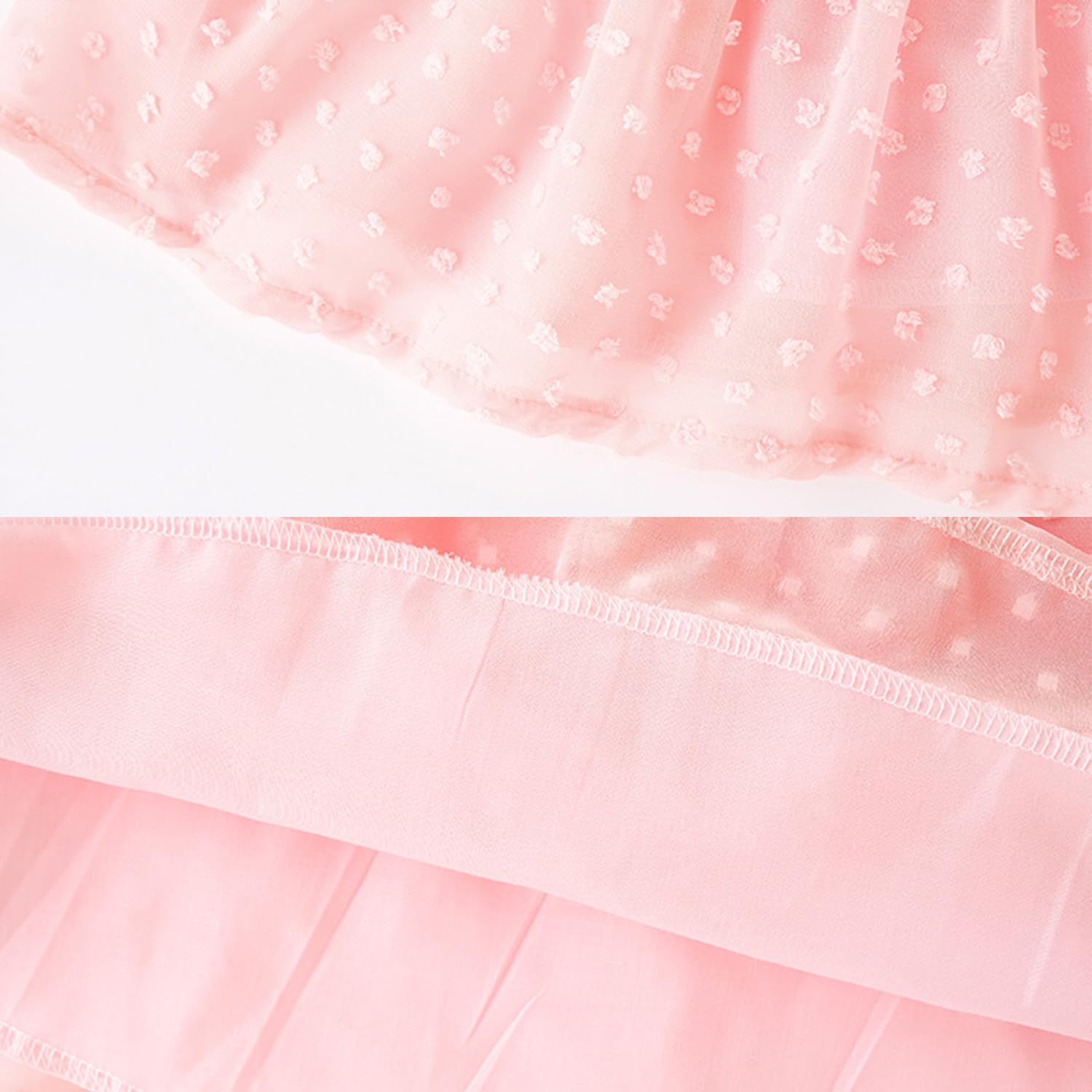 Vestido de fiesta plisado con volantes para niñas pequeñas, sin mangas, diseño de lunares suizos, talla 1-6T, Vestido de gasa rosa con lunares suizos, 12-24 meses
