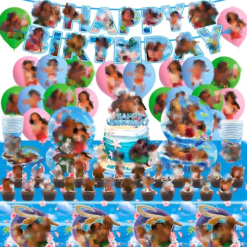 95 Stück Geburtstagsdeko Luftballon Partygeschirr Set Party Geburtstag Deko Birthday Party Tableware Supplies Foil Balloons Tischdecken Teller Servietten Tassen Kuchen Deko Kinder 10 Gäste
