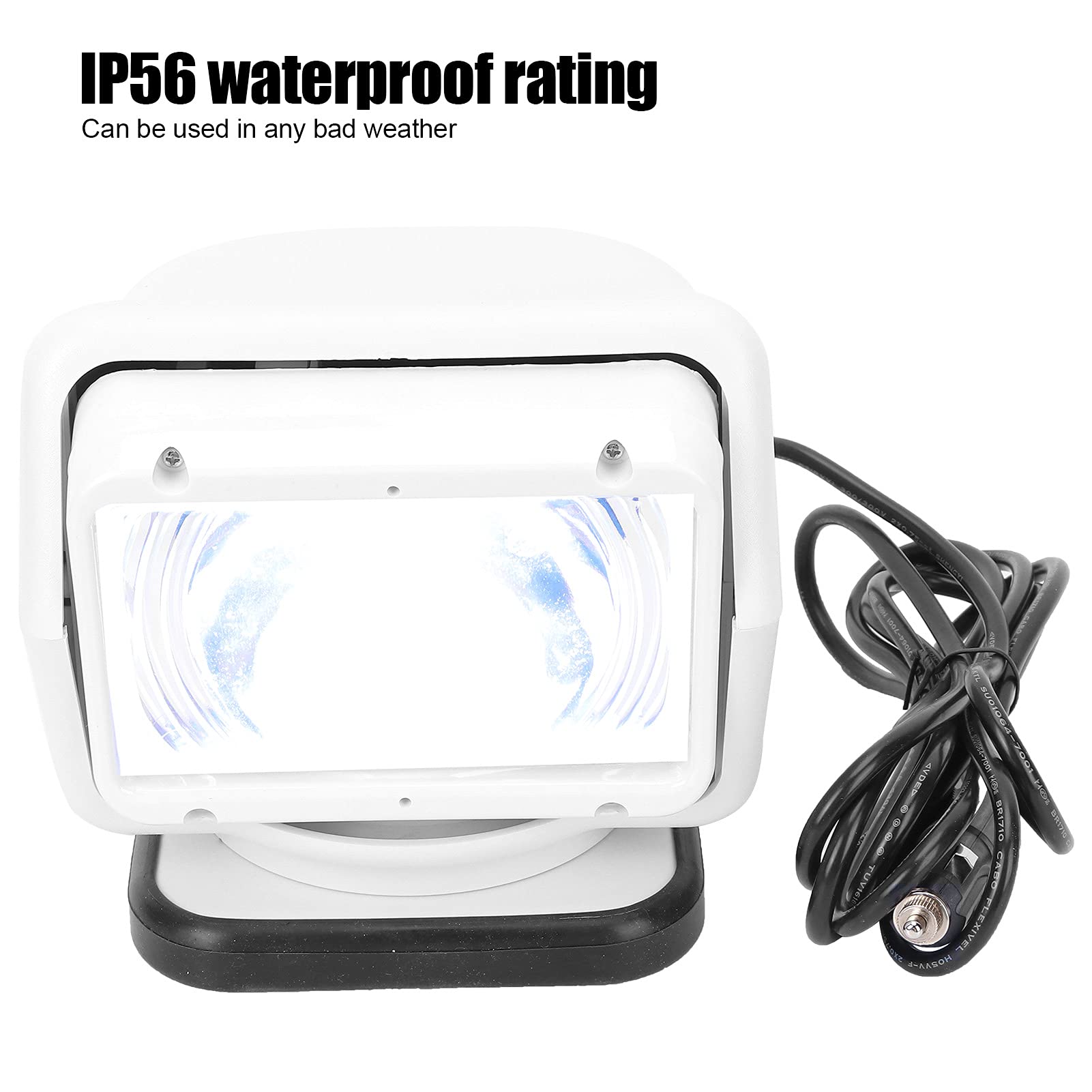Suchscheinwerfer für Boote, 12/24V 55W Scheinwerfer Fernbedienung Suchscheinwerfer Einstellbarer Winkel Wasserdicht für Outdoor Marine(Weiß)