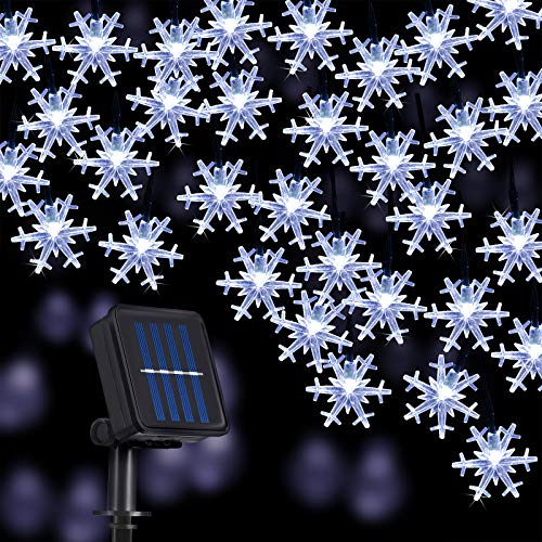 Mudder Bigger 33ft 80 Christmas LED Snowflake Lights Solar Powered Tiny Lights String Lights Waterproof String Lights for DIY Wedding Party Holiday (Cold White Light) Mudder Bigger 33ft 80 Christmas LED Snowflake Lights Solar Powered Tiny Lights String Lights Waterproof String Lights for DIY Wedding Party Holiday (Cold White Light)