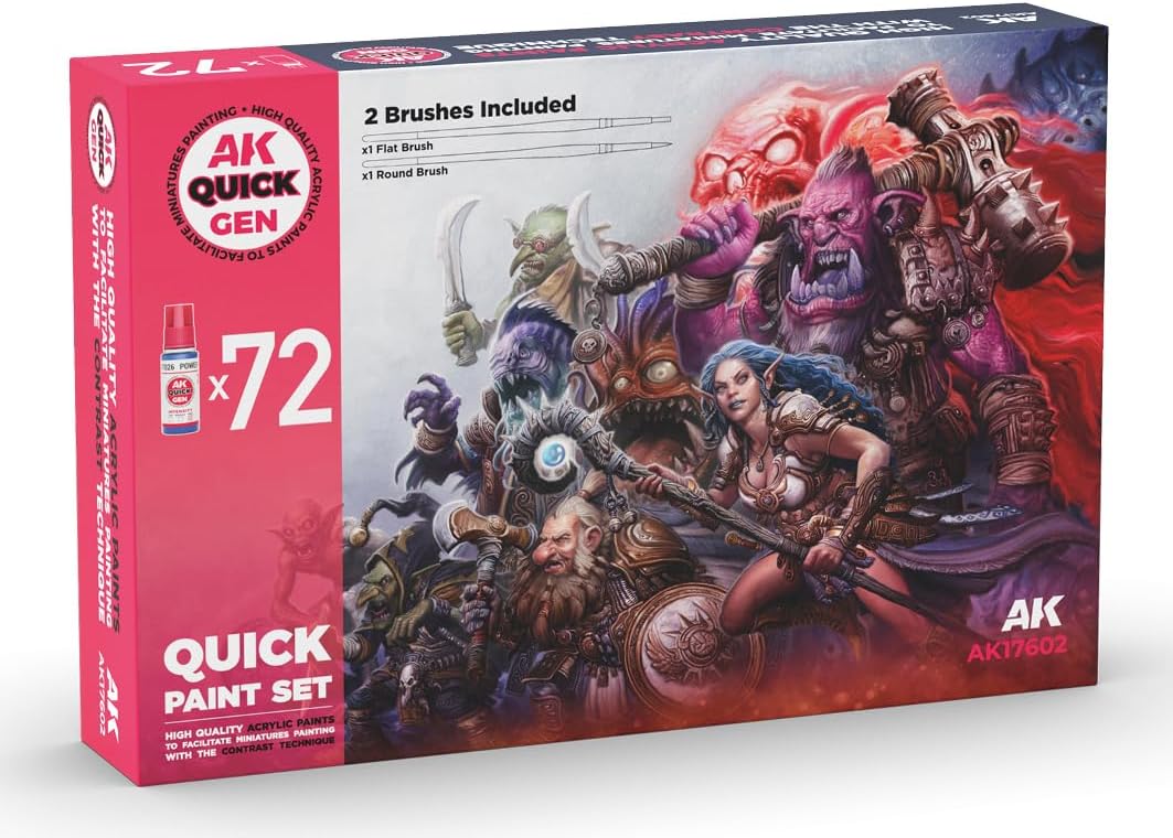 AK QUICK GEN SET AK17602 QUICK PAINT SET 72 COLORS (72x18ml + 2x medium + 2x brushes)