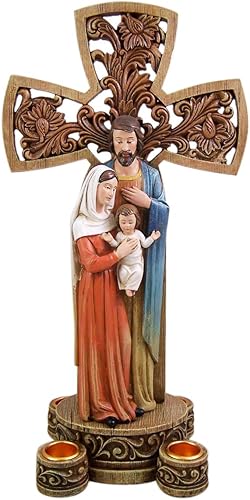 Corona de Adviento con cruz de la Sagrada Familia 13 1/4 pulgadas