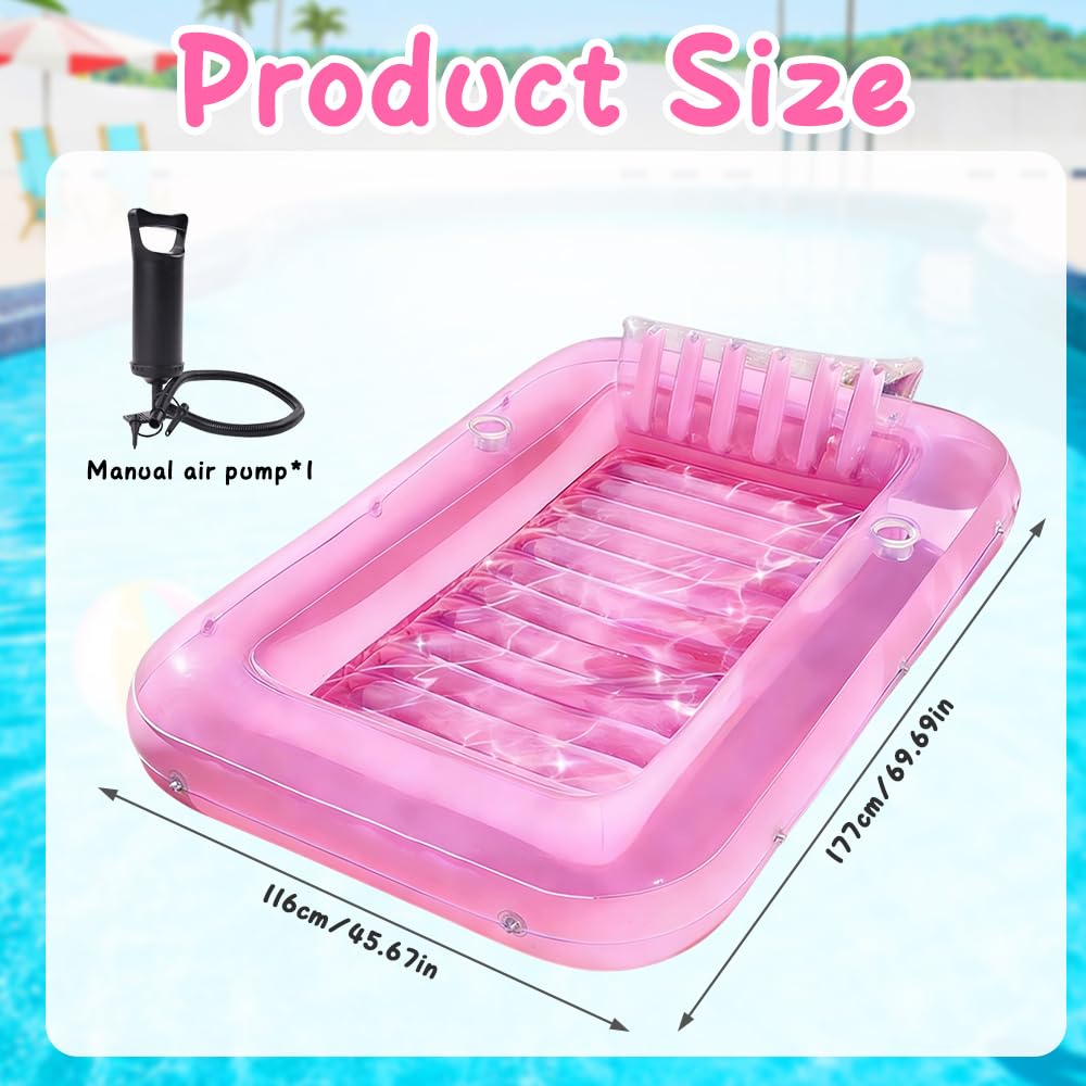 Mineup Colchón de Aire Piscina, 178 x 116 cm Flotador Inflable para alberca bronceadora, Colchoneta Piscina Adultos con reposacabezas, Colchón Hinchable Piscina para Playa en Verano