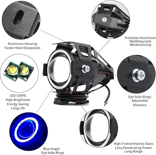 Miniatura 3 de 2 focos antiniebla para motocicleta, haz estable, luz universal U7 con interruptor, luz auxiliar de motocicleta de 12 V24 V, luces LED