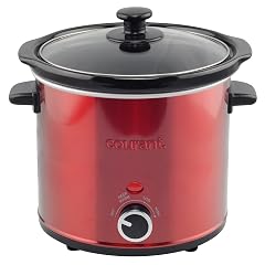 Courant 3 2 Quart Slow Cooker - Red Removable Ceramic Insert Glass Lid With Three Temperature Settings