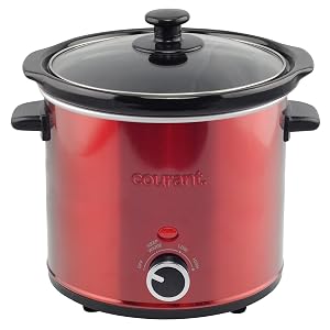 Courant 3 2 Quart Slow Cooker - Red Removable Ceramic Insert Glass Lid With Three Temperature Settings