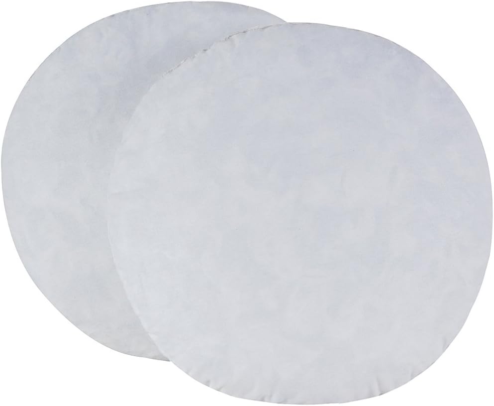 Set of 2, 95% Feather 5% Down 18 Inch Round Decorative Pillow Insert, Cotton Cover, White, Set of 2