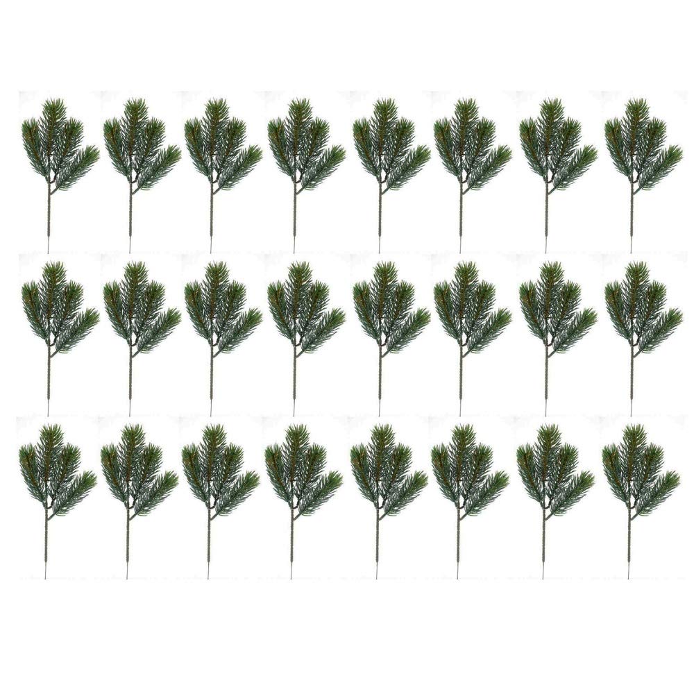Annastore 24 x Tannenzweige künstlich L 23 cm mit 4 Trieben Tannendeko Weihnachtsdeko Tannenwedel