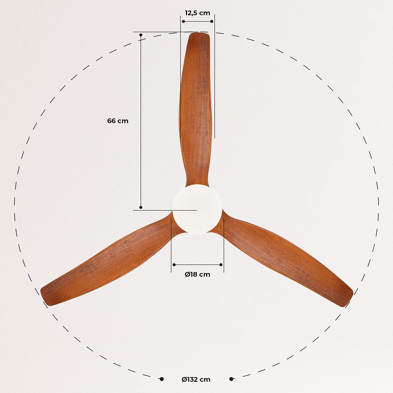 CREATE/WINDCALM/Ventilador de techo ABS con luz níquel efecto aspas madera oscura y mando / 40W, Silencioso, Ø132 cm, 6 velocidades, 3 temperaturas de luz, temporizador, función verano-invierno