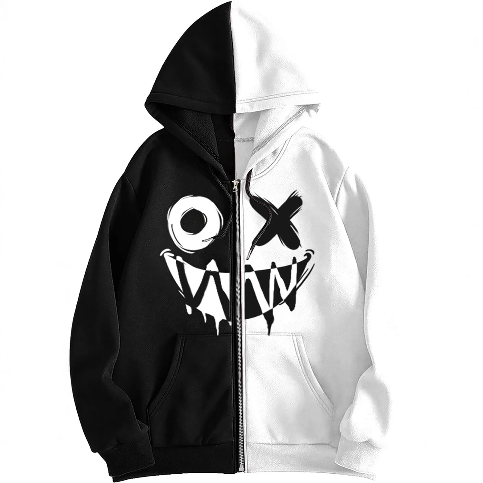 Heren Hoodies Mannen Zip Up Oversized Hoodie Gothic Grafische Oude