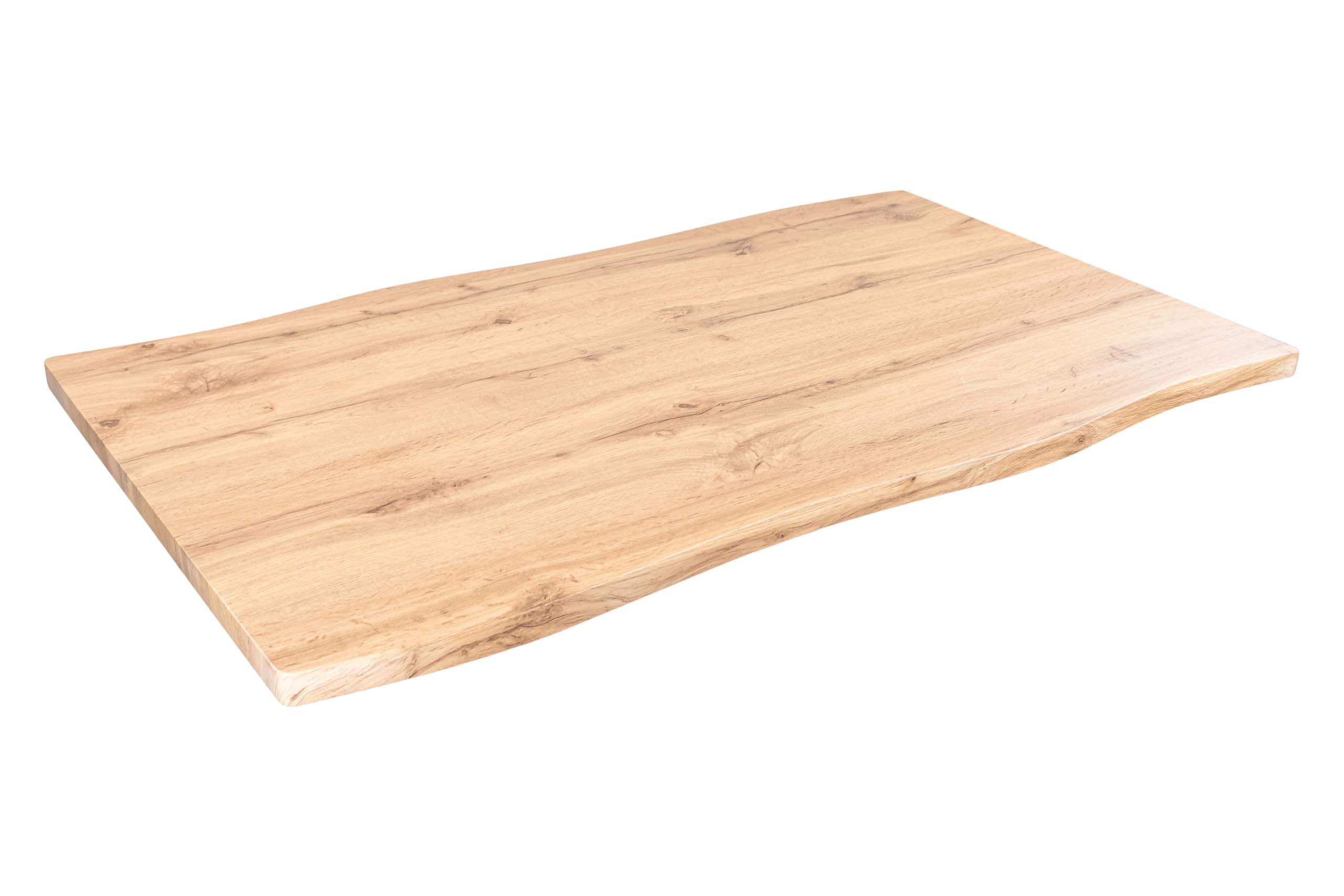 SAM Tischplatte Joan | 120 x 70 cm eckig | Holz | Farbe: Eiche | Baumkante | Holzplatte für Küche & Café