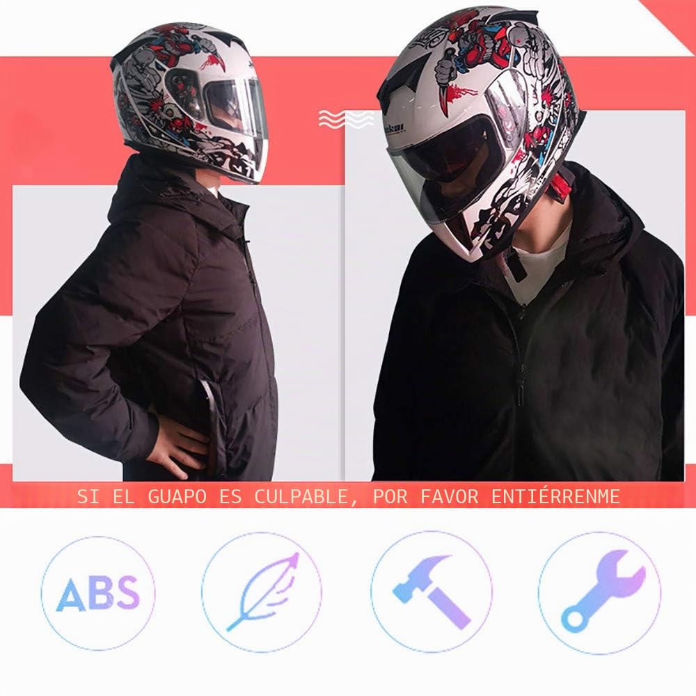 Cascos Moto Bluetooth Integrado,Casco de Moto Scooter con Guantes y Mascarilla, Casco Integral ECE Homologado con Doble Anti Niebla Visera para Mujer Hombre Adultos 55-64CM