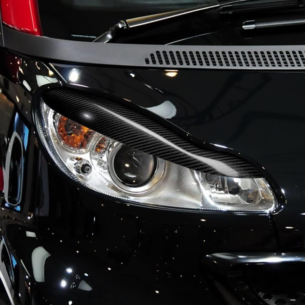 Kohlefaser, 2 Stück Auto Scheinwerfer Augenbraue, Augenlid Scheinwerfer, Dekorationsaufkleber, Zubehör für Außenmodifikationen, Für Smart 451 Fortwo 2009-2014