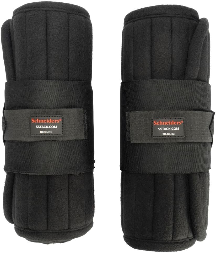 Schneiders Quick-Start Combo Memory Foam No Bow Standing Wrap for Horses and Protection for Stall or Trailering | Color Black | Size 16"