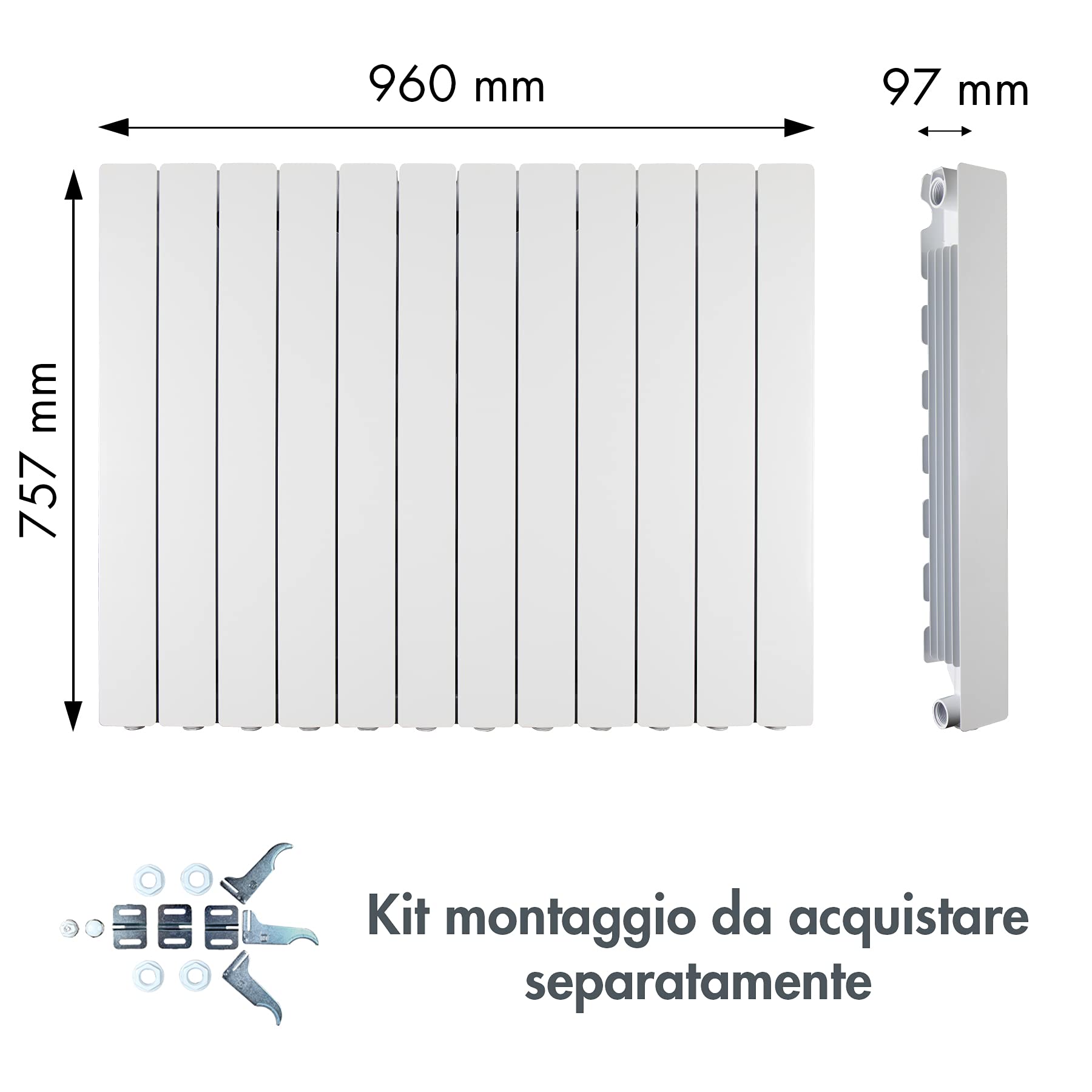 Fondital V693AM05412 Radiatore in alluminio pressofuso Blitz Super B4, 700 mm, 12 elementi, bianco