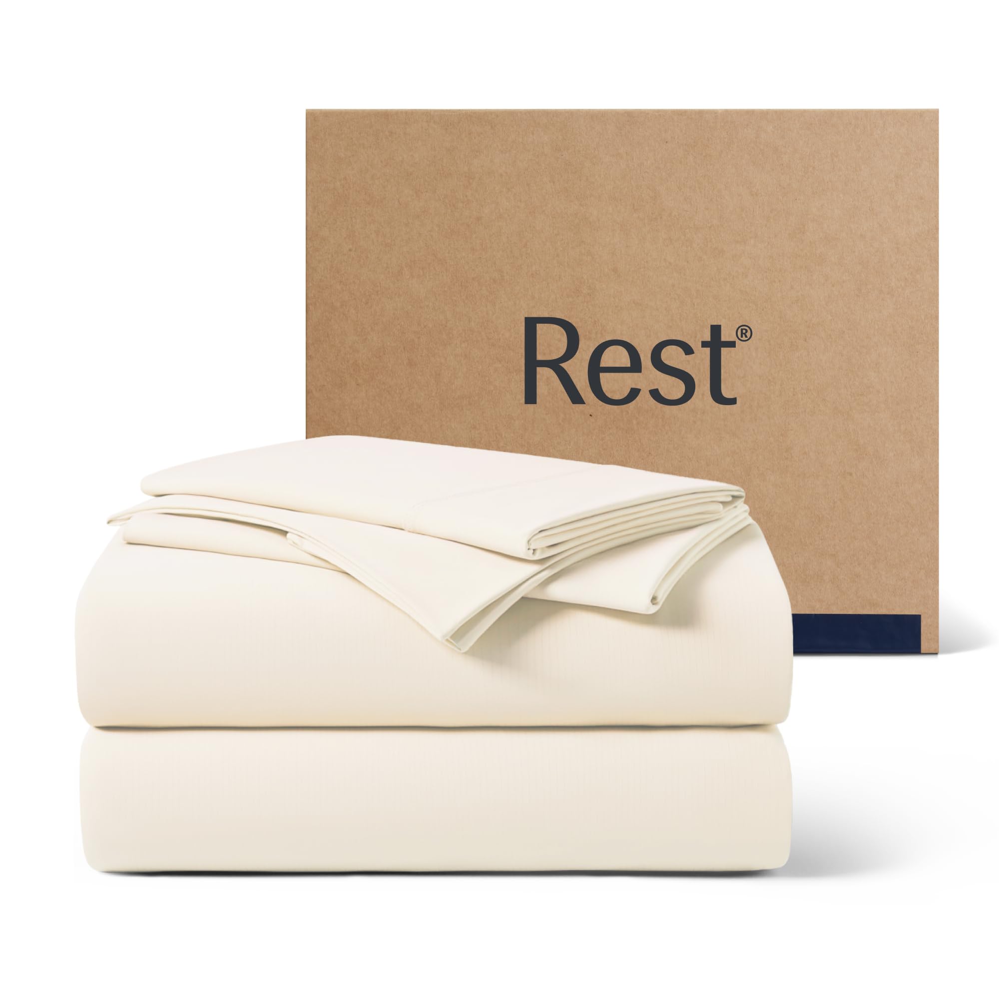 Photo 1 of REST® Evercool®+ Cooling Sheet Set, Queen Size, Snow Ivory, Breathable Bed Sheets for Hot Sleeper and Night Sweats, with Pillowcases, with Ionic+ Self-Cleaning Silver Yarn for Sensitive Skin, 4PCS