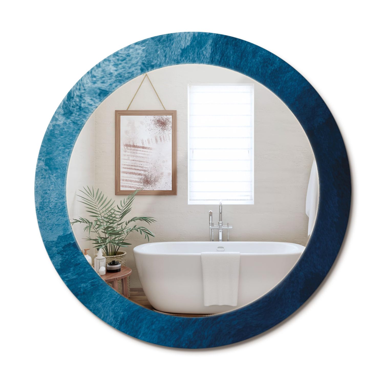 Miroir rond fi70 art abstrait pour habiller un mur blanc vide