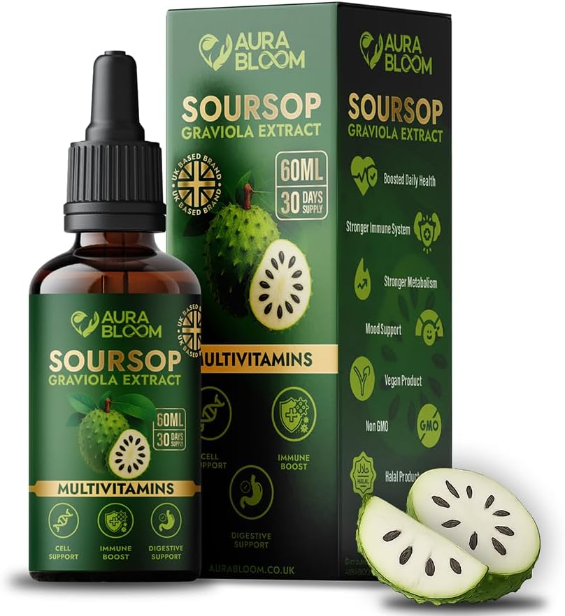 Soursop Liquid Extract – 60ml High-Strength Graviola Supplement | Immune Support, Antioxidants & Natural Wellness | Vegan, No Sugar, Dietary Health Formula