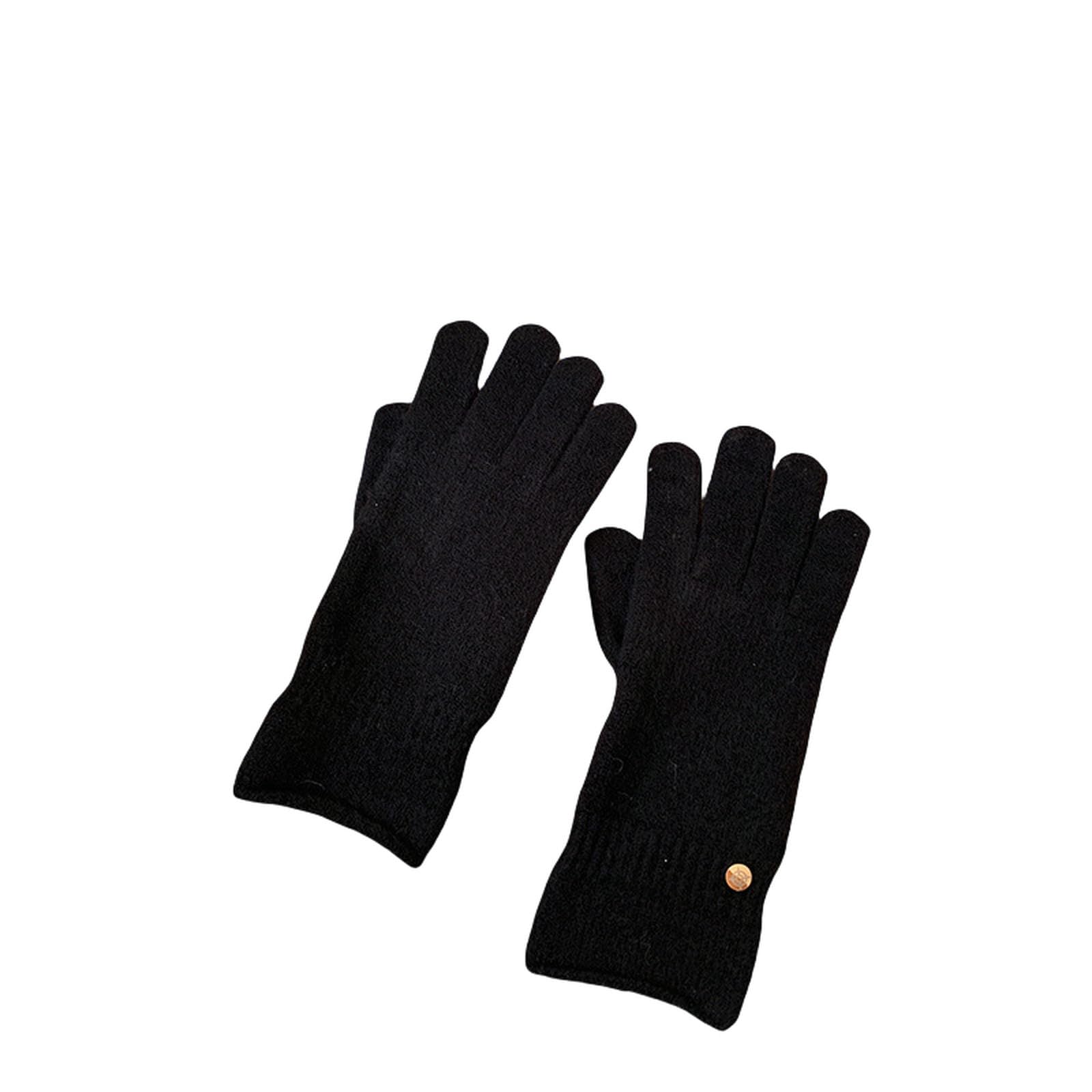 Guantes gruesos de mujer para evitar manos frías al usar el móvil negro