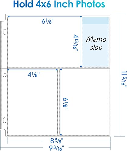 Miniatura 2 de MaxGear - Juego de 60 fundas para fotos 4x6 para carpeta de 3 anillos (360 imágenes), protectores de página de archivo resistentes, páginas de