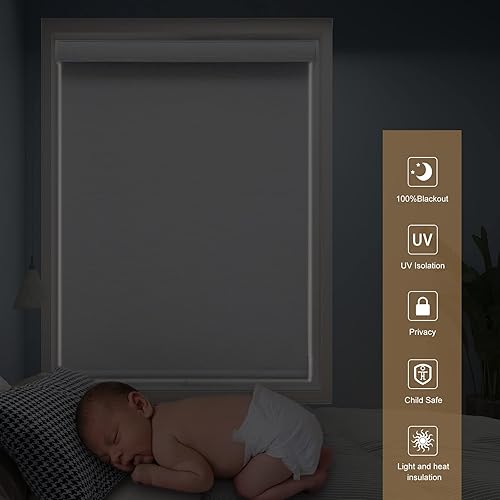 Miniatura 4 de Changshade Persianas enrollables opacas personalizadas, persianas enrollables con cable para ventanas con aislamiento térmico, bloqueo de luz,