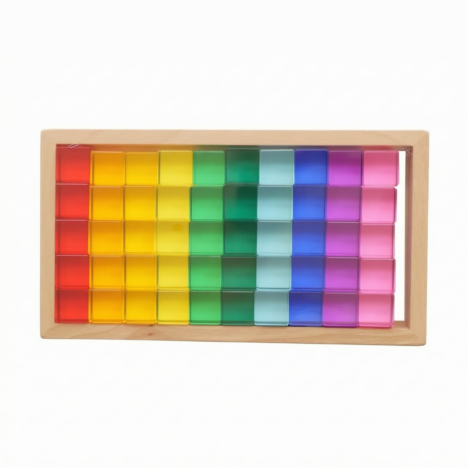 50 Pezzi Mattoncini Incastro | Traslucido, Mattoncini Colorati in Acrilico, Colorato, Blocchi da Costruzione in Legno e Acrilico, per Tavolo Luminoso