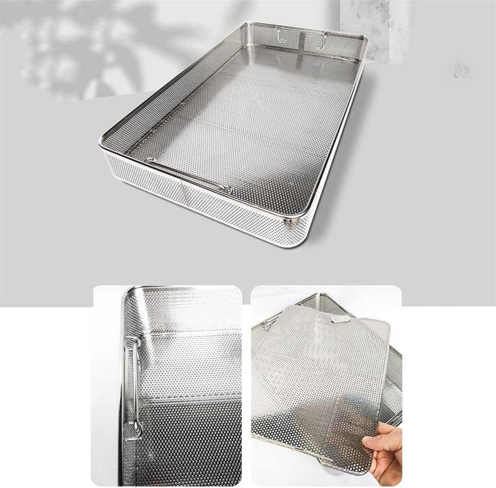 Sterilizzazione per strumenti in acciaio inox 304 con coperchio, soluzione di pulizia e conservazione oftalmica, 25 x 17 x 7 cm