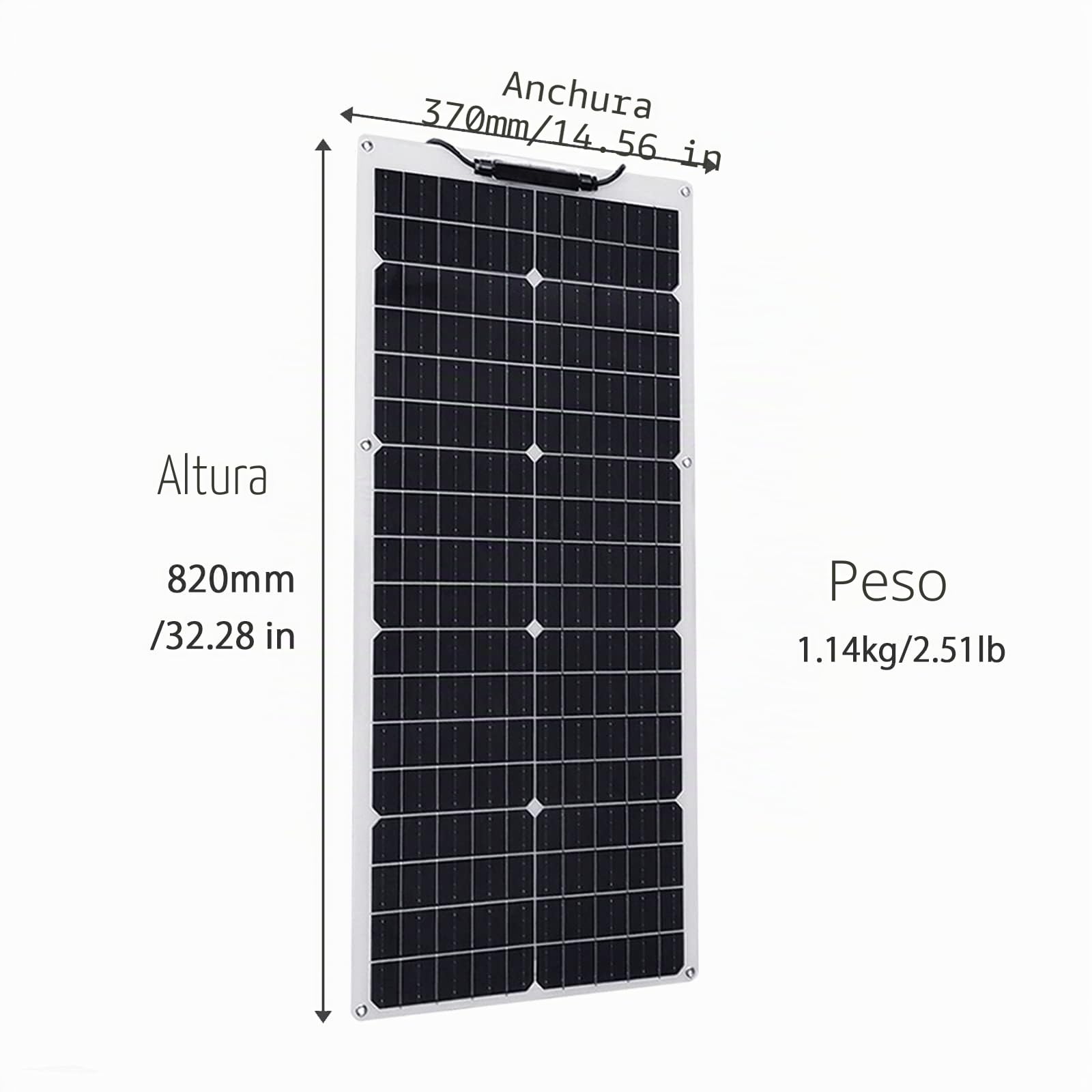 XINPUGUANG Panel solar flexible de 50 W, módulo fotovoltaico monocristalino para barco, coche, autocaravana, cobertizo (50 vatios)