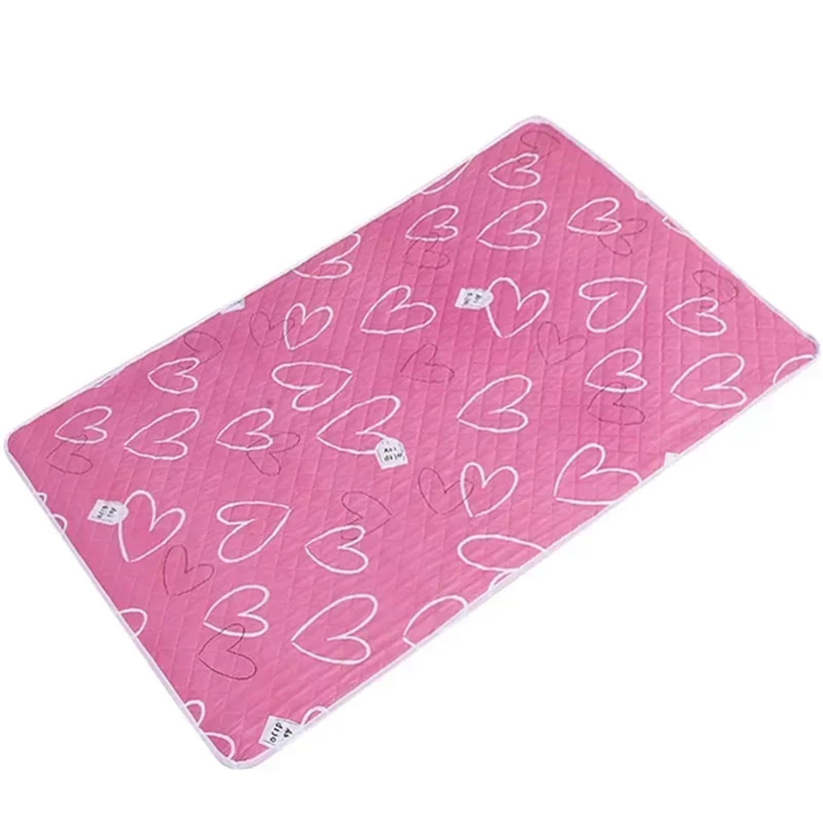 2pcs Waterproof Washable Mattress Urine Mat for Cute Cartoon Bed Protector Diaper Bedding Pads Cloth 50x70cm for Bed(Pink Love)