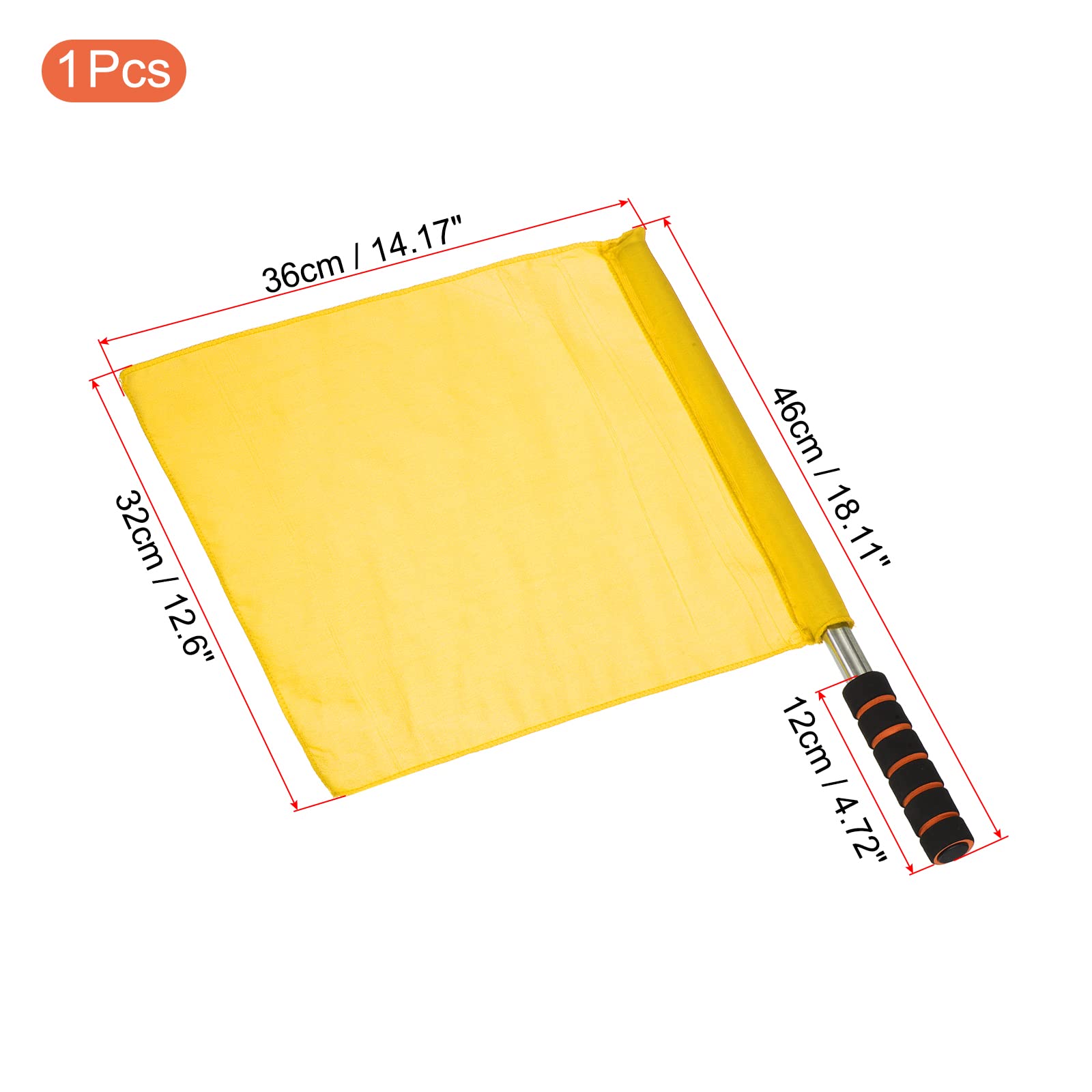 PATIKIL Arbitre Drapeau Inox Acier Poteau Éponge Poignée pour Piedball Football Piste et Terrain Sports Lignesman Commandement Main Signal Jaune