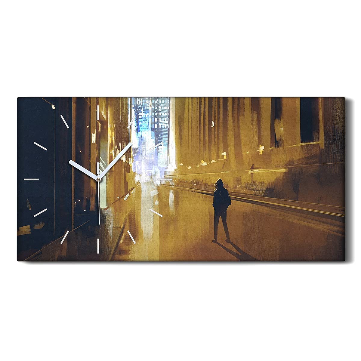 Horloge sur toile 60x30cm art mural homme silhouette pour salon et chambre