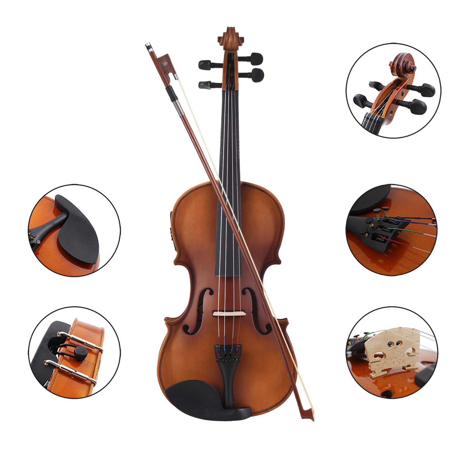 Naroote Violino, Violino per Bambini, Violino Elettrico 4/4 con Delicata Tavola in Abete Rosso per Principianti, Studenti, Studenti e Appassionati di Musica