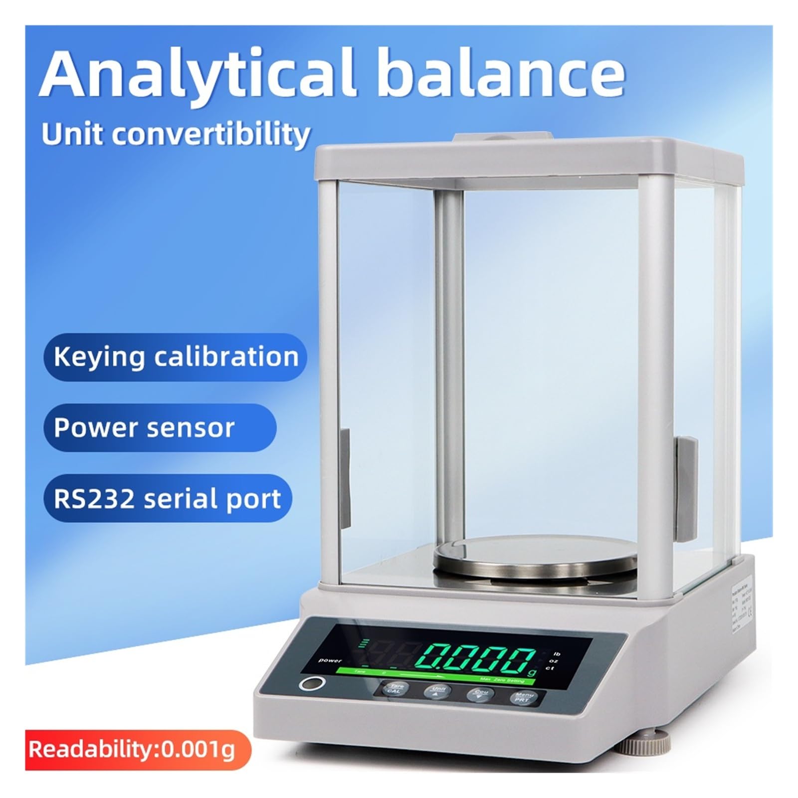Balanza analítica de resolución de 310g/510g, rango de 0.001g, microbalanza Digital, balanza electrónica de precisión Para múltiples objetos(310G 0.001G)