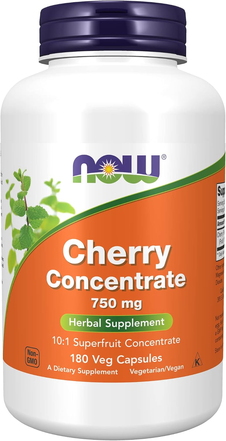 NOW Supplements, Cherry Concentrate (Prunus serotina)750 mg, 10:1 Fruit Concentrate, 180 Veg Capsules