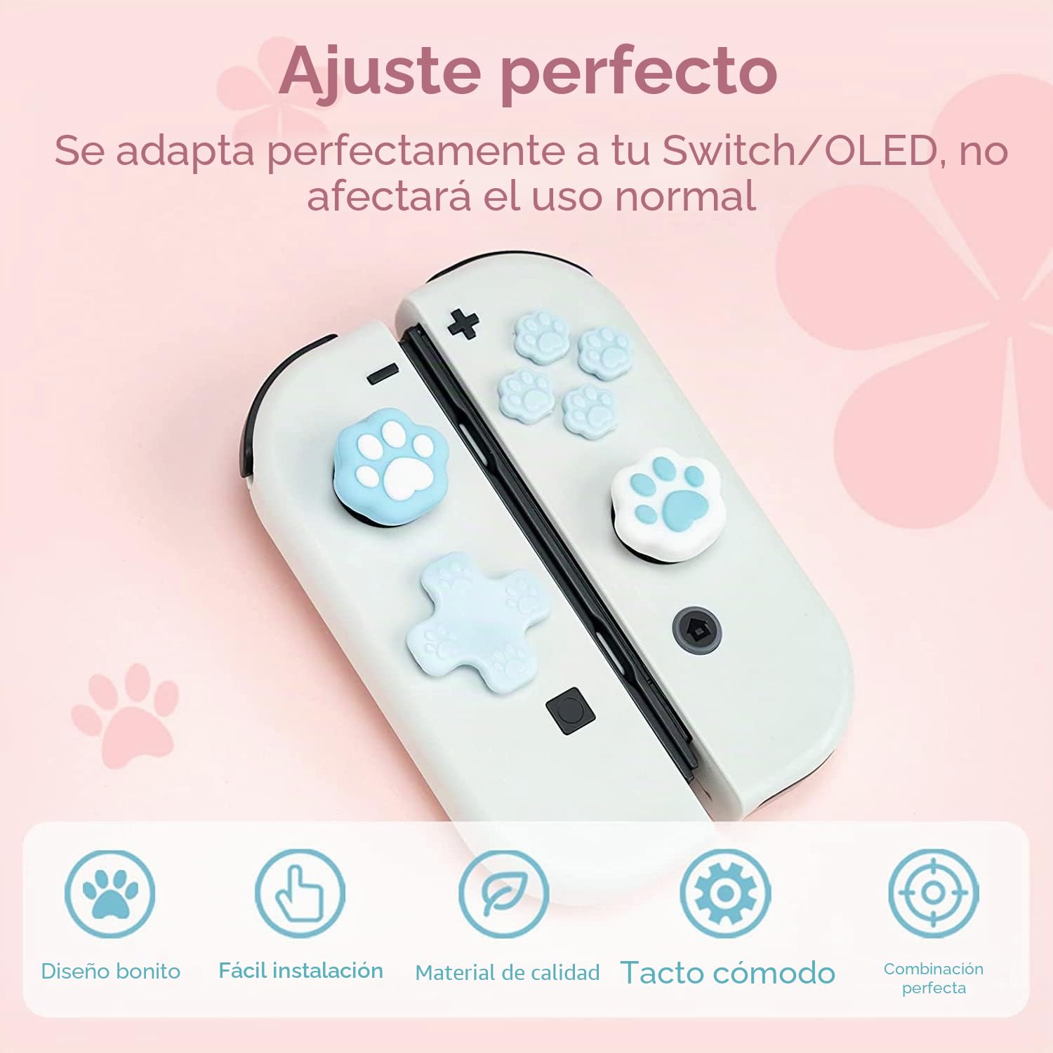 GeekShare Cat Paw Thumb Grip Set Compatible con Switch/OLED - Azul