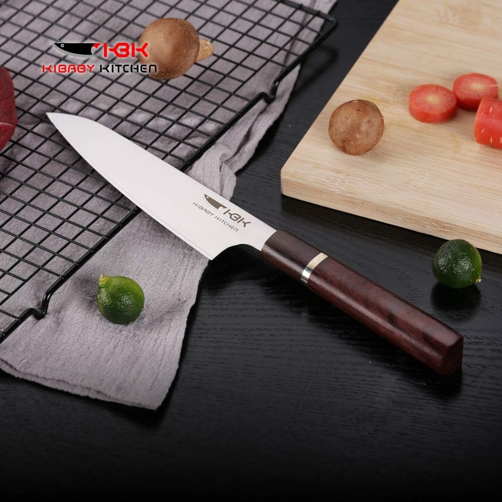 Kbk Japanese Gyutou Forged Kitchen Knife SUS304 Stainless Steel Blade and Hard Alloy Edge 63 HRC Super Sharp with Ebony Wooden Handle Comfort Hold : Home & Kitchen