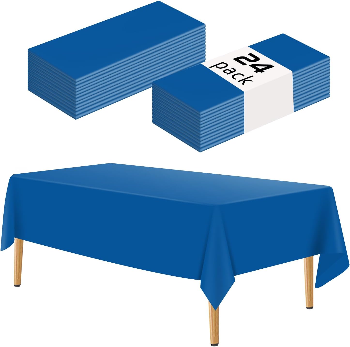 YSYJ Blue 24 Pack Plastic Tablecloth 54 x 108 Inch Rectangle Disposable Table Cloth for Parties Plastic Table Cover Disposable Tablecloths