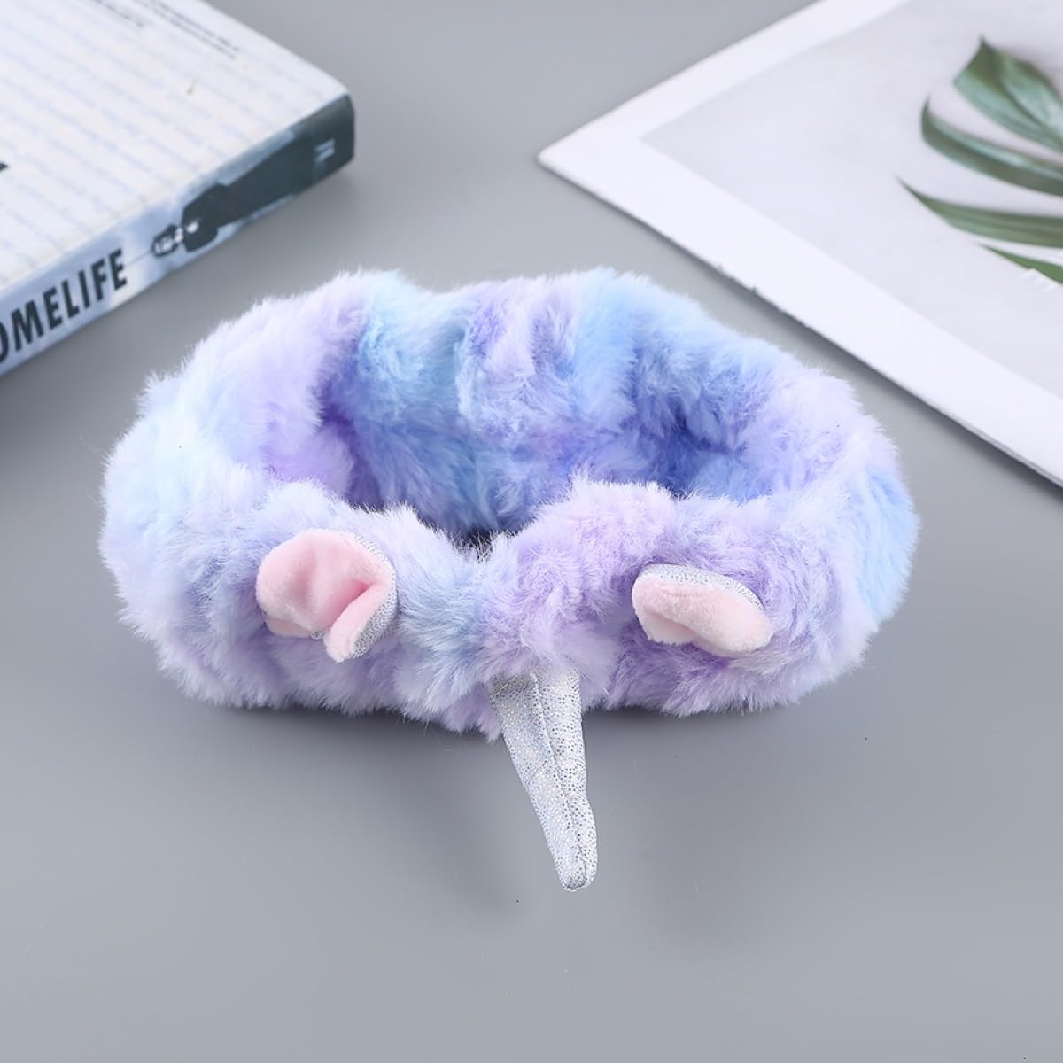 Plush Unicorn Spa Headband For Girl's & Women's | Soft Face Wash & Makeup Band, Cute Animal Cosmetic Hair Band-image-2