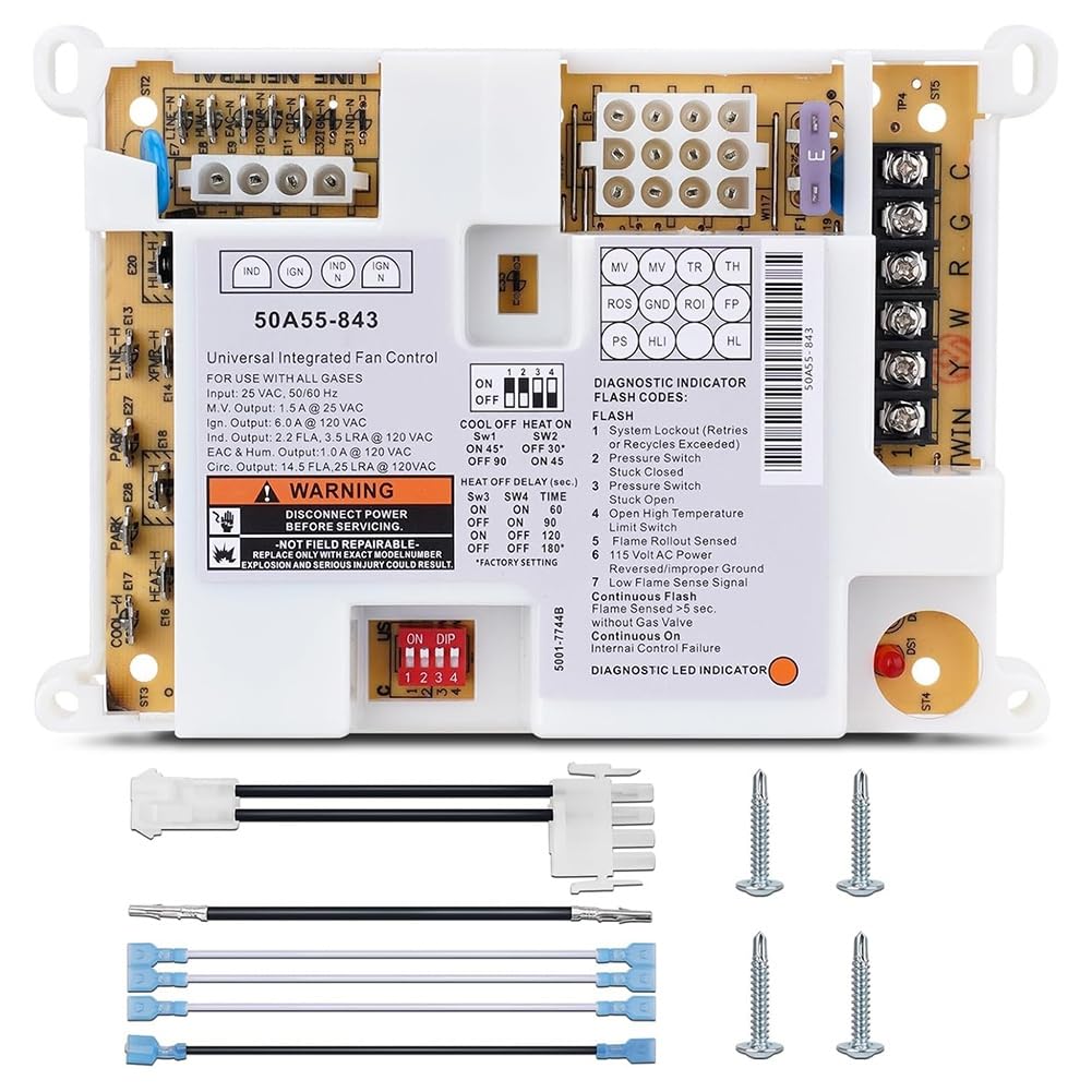 Hndhbfgrt For White Rodgers 50A55-843 Universal Replacement Furnace Control Board for Silicone Carbide Ignition Modules